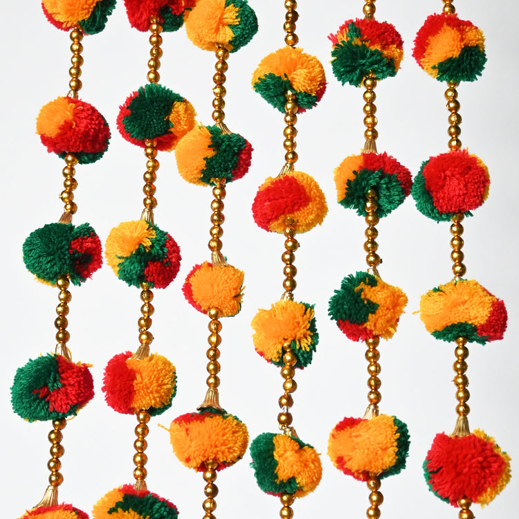 Pom Pom Garland 12 Pcs | For | Maiyo Mendi, Dholki, Nikkah, Wedding  Decor |