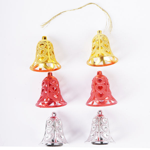 Artificial Bell 6 Pcs Multi Color  For Christmas Party