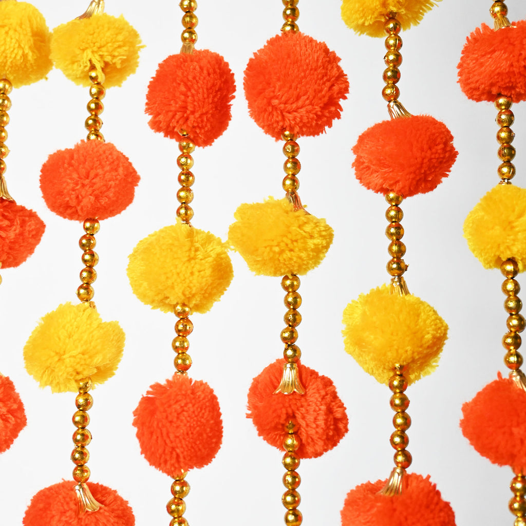 Pom Pom Garland 12 Pcs | For | Maiyo Mendi, Dholki, Nikkah, Wedding  Decor |