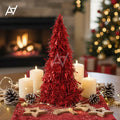 Tinsel Table-Top Christmas Tree Red & Silver