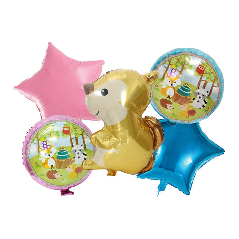 5 Pcs Squirrel Foil Balloon Set