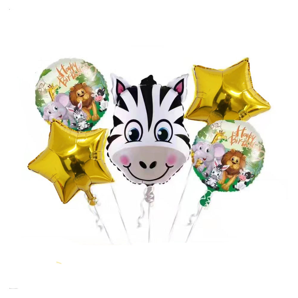 5 Pcs Zebra Foil Balloon Set