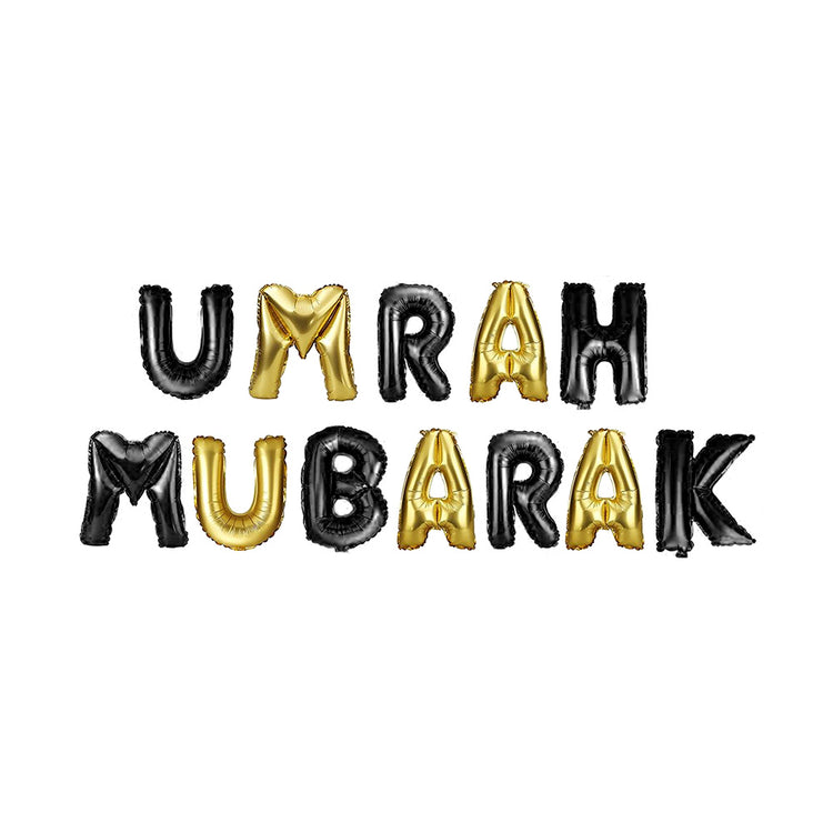 Umrah Mubarak Foil Balloon Golden and Black Color