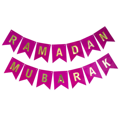 Pink Ramadan Mubarak Buntings