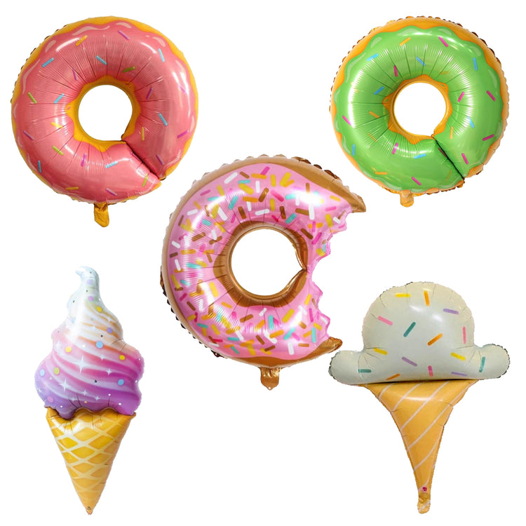 Donuts & Ice creams 5 Pcs Foil Balloons Set