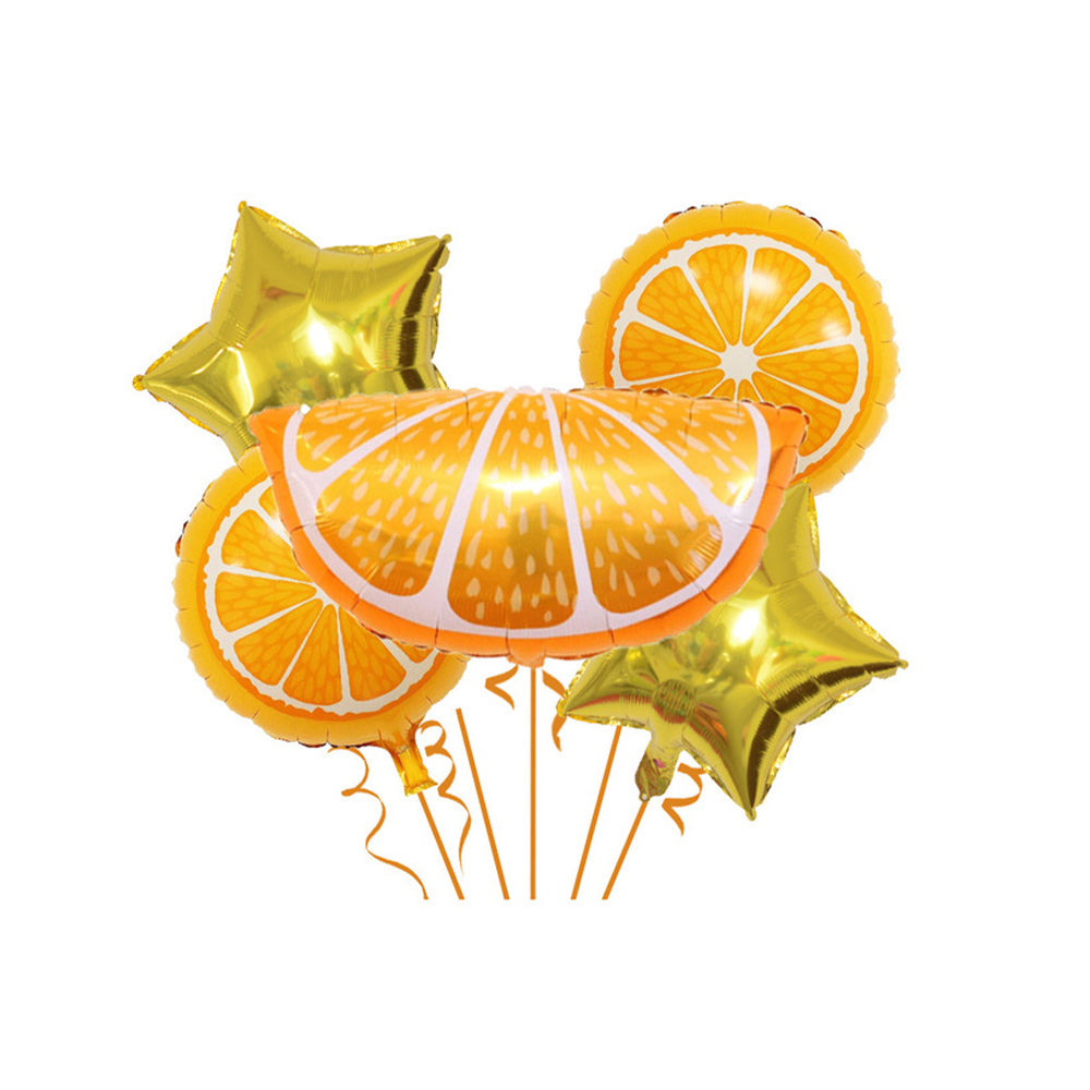 5 Pcs Orange Foil Balloon Set