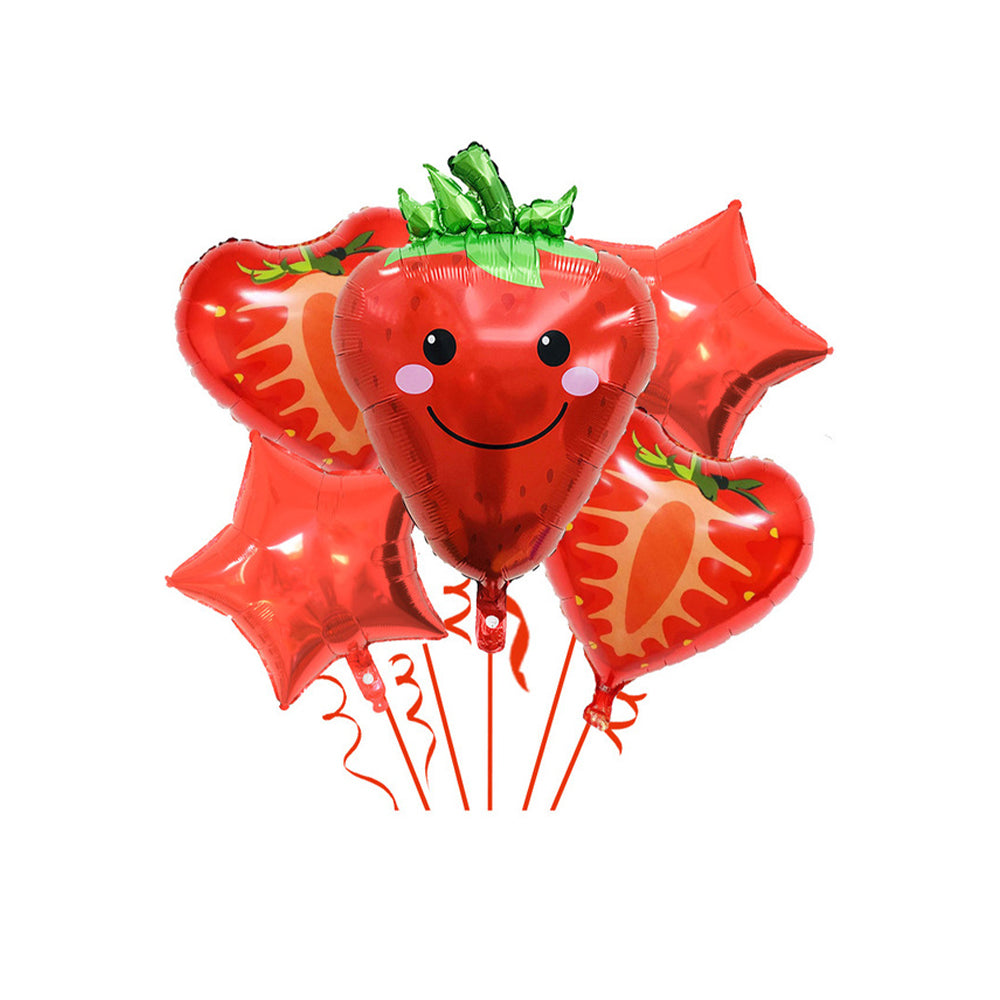 5 Pcs Strawberry Foil Balloon Set