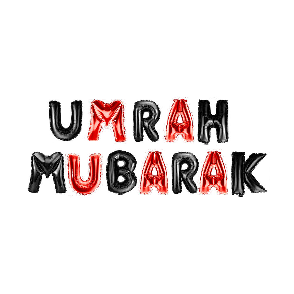 Umrah Mubarak Foil Balloon Red and Black Color