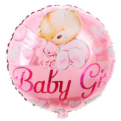 Round Baby Girl Foil Balloons