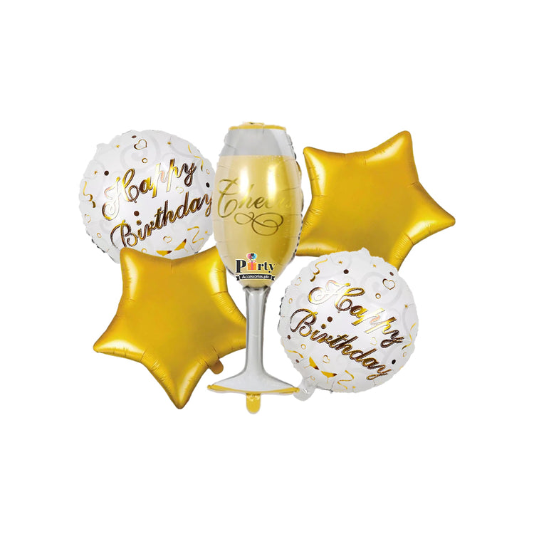 5 Pcs Wine Glass Foil Balloon Set