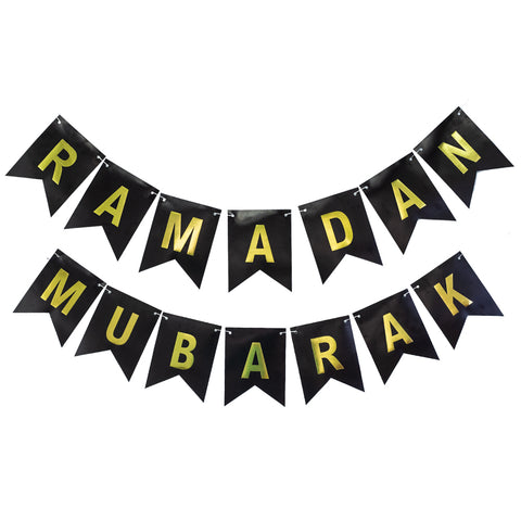 Black Ramadan Mubarak Buntings