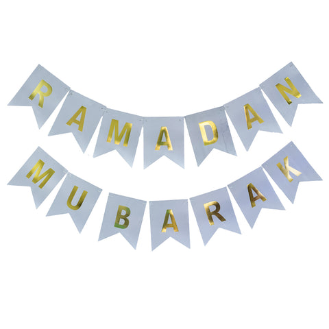 Silver Ramadan Mubarak Buntings