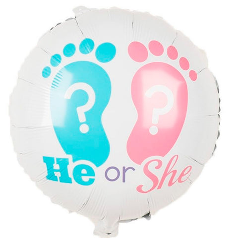 He or She? Gender Reveal Round Foil Balloons