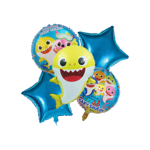 5 Pcs Baby Shark Foil Balloon Set