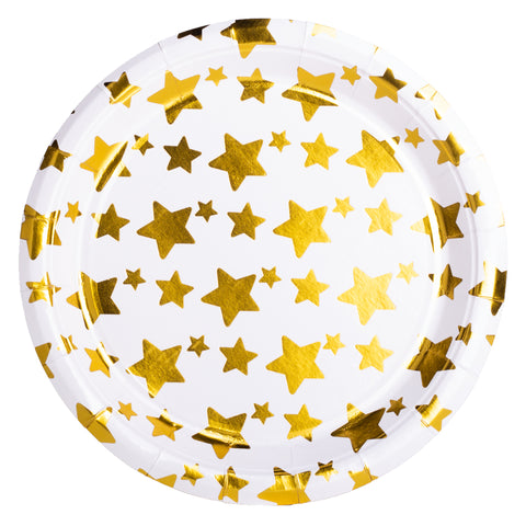 Golden Polka Star Paper Plates