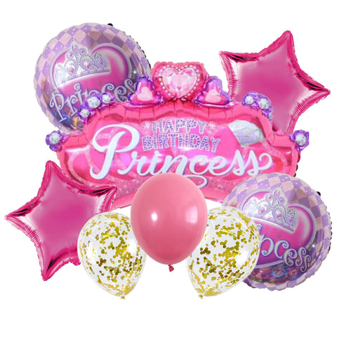Happy Birthday Princess 8 Pcs Foil Balloons Set