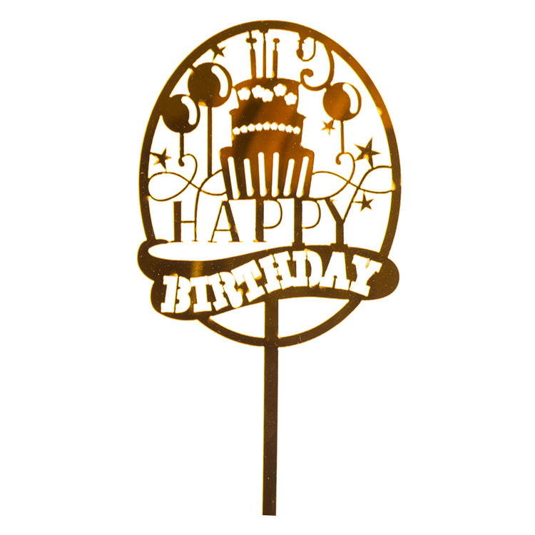 Oval Happy Birthday Cake Topper (Imported)