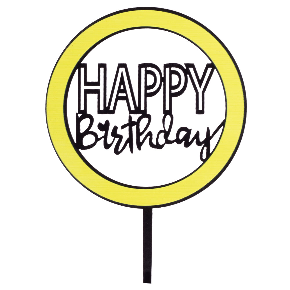 Round Happy Birthday Cake Topper (Imported)