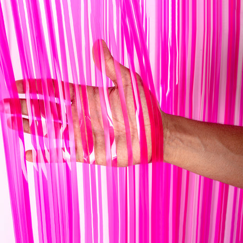 Fluorescent Shocking Pink Foil Curtains