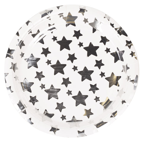 Silver Star Polka Dot Paper Plates