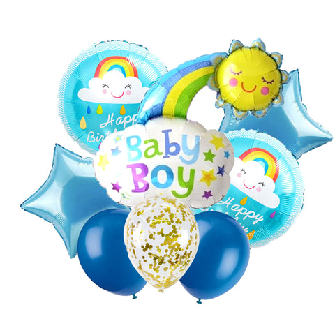 Happy Birthday Baby Boy 8 Pcs Foil Balloons Set