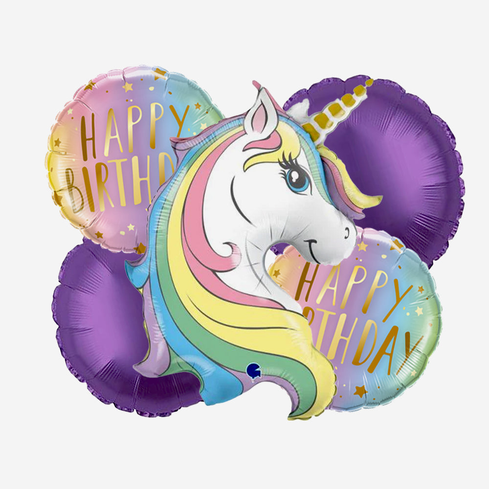 5 Pcs Unicorn Foil Balloon Set