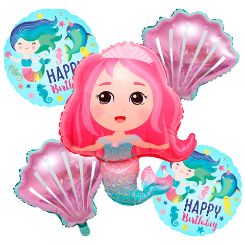 Mermaid 5Pcs Foil Balloons Set