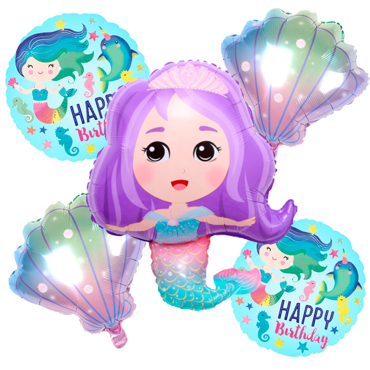 Mermaid 5 Pcs Foil Balloons Set